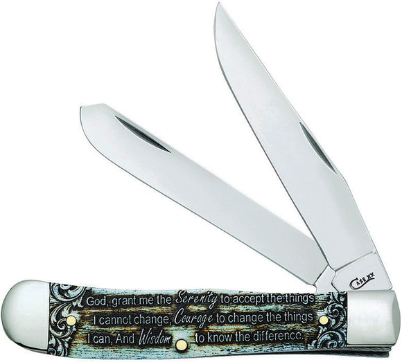 Case Cutlery Trapper Serenity Prayer Bone Folding Pocket Knife 38822