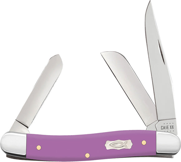 Case Cutlery Stockman Lilac Ichthus Purple Folding Pocket Knife 39162