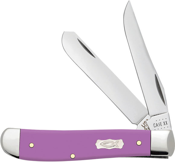 Case Cutlery Mini Trapper Lilac Ichthus Synthetic Handle Clip Point Knife 39163