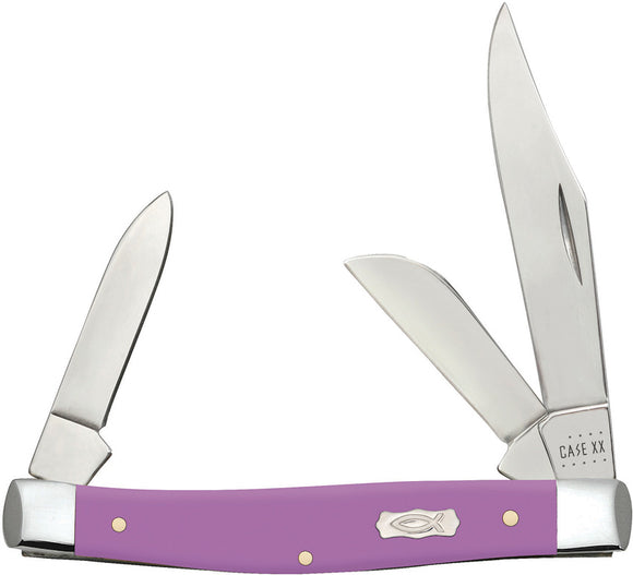 Case Cutlery Pocket Knife Stockman Lilac Ichthus Folding Stainless Blades 39167