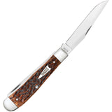 Case Cutlery Trapper Brown Peach Seed Jigged Bone Folding Stainless Pocket Knife 42650