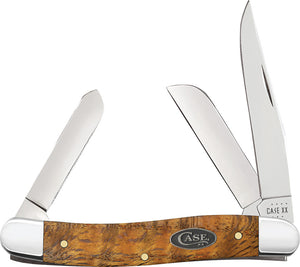 Case Cutlery Stockman Yellow Curly Oak Folding Stainless Pocket Knife 47122