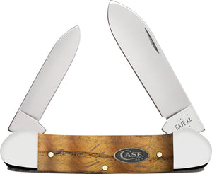 Case Cutlery Canoe Yellow Curly Oak Wood Folding Stainless Pocket Knife 47126