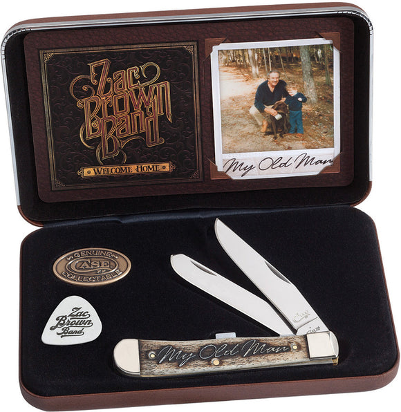 Case XX Zac Brown's My Old Man Trapper Bone Folding Pocket Knife Band 48260