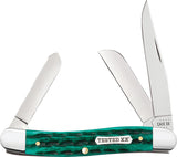 Case Cutlery Medium Stockman Folding Pocket Knife Green Bone Stainless 48943