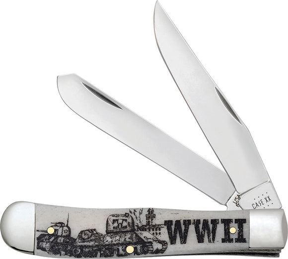 Case Cutlery WWII Trapper Natural Bone Folding Pocket Knife 50950