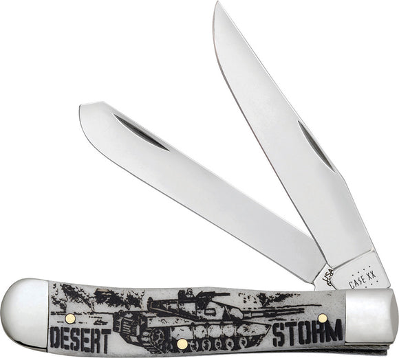 Case XX Cutlery Desert Storm Trapper Natural Bone Folding Pocket Knife 50953