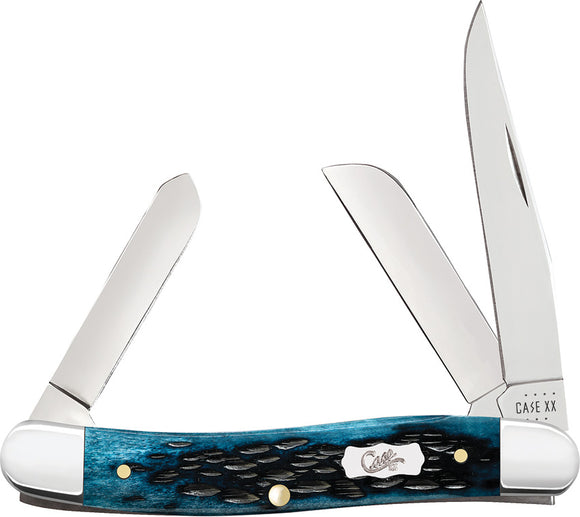 Case Cutlery Stockman Mediterranean Blue Bone Folding Steel Pocket Knife 51851