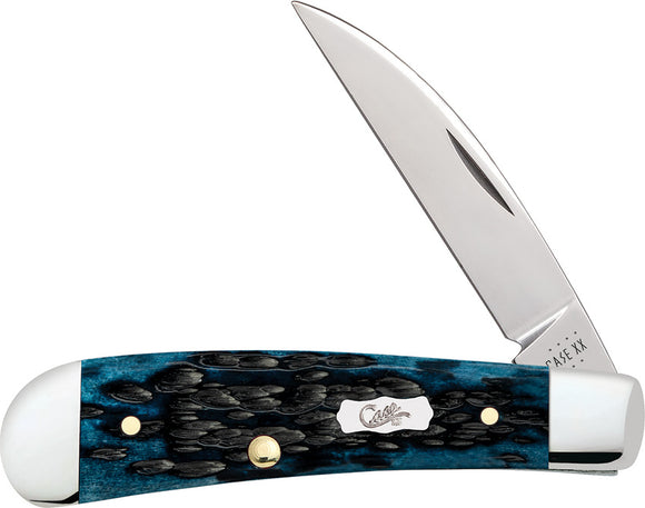 Case Cutlery Pocket Knife Sway Back Blue Bone Folding Stainless Blade 51856