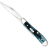 Case Cutlery Peanut Mediterranean Blue Bone Folding Stainless 2 Blade Pocket Knife 51858