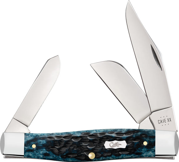 Case Cutlery Large Stockman Mediterranean Blue Bone Folding Pocket Knife 51861