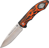 Case XX Harley Tec X Linerlock Orange Flames & Black Handle Stainless Folding Knife 52119