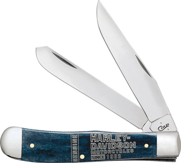 Case Cutlery Harley Trapper Blue Smooth Bone Folding Pocket Knife 52208