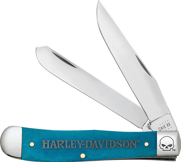 Case Cutlery Harley Trapper Pocket Knife Slip-Jt Blue Bone Stainless 52228