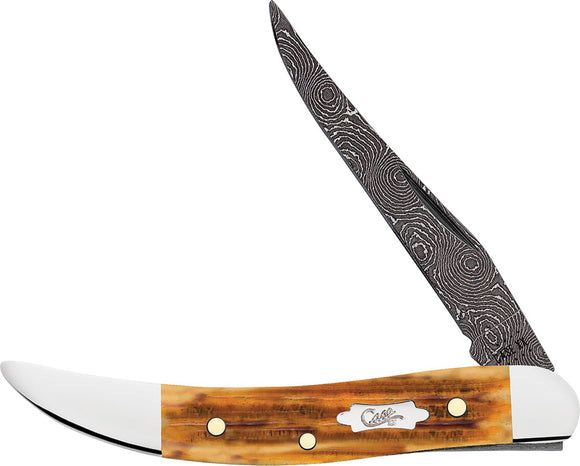 Case Cutlery Toothpick Burnt Goldenrod Folding Damascus Pocket Knife 52424