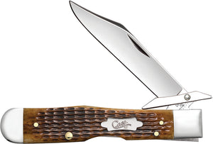 Case Cutlery Cheetah Pocket Knife Antique Bone Folding Stainless Blade 52836