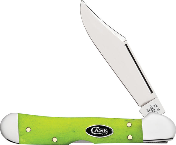 Case Cutlery Mini Copperlock Green Apple Bone Folding Stainless Knife 53036