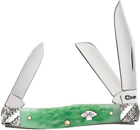 Case Cutlery Stockman Emerald Bone Handle 3-Blade Folding Pocket Knife 53253