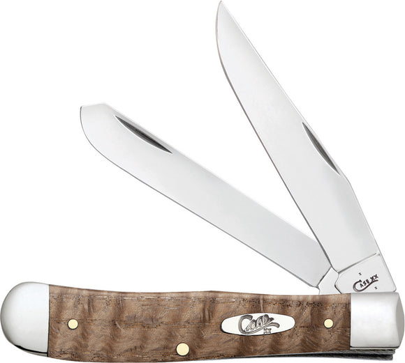 Case Cutlery XX Trapper Natural Curly Oak Wood Handle Folding Knife 53301