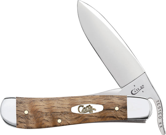 Case XX RussLock Natural Curly Oak Wood Handle Stainless Folding Knife 53305