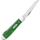 Case Cutlery Mini Trapper Green Smooth Synthetic Folding Stainless 2 Blade Pocket Knife 53391