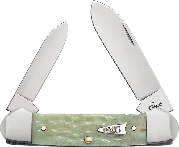 Case XX Canoe Mint Green Jigged Bone Mirror Finish Pocket Knife 62131 ss 55402