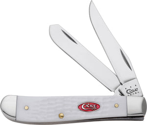 Case Cutlery XX White Handle Mini Trapper Clip & Spey Blade Folding Knife 60186