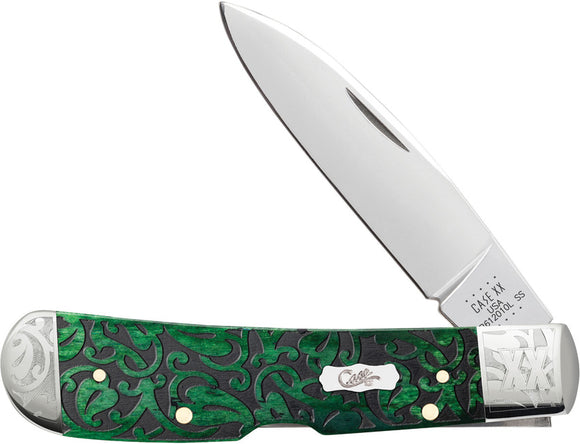 Case Cutlery Tribal Lock Green Heartleaf Bermuda Folding Pocket Knife 60324