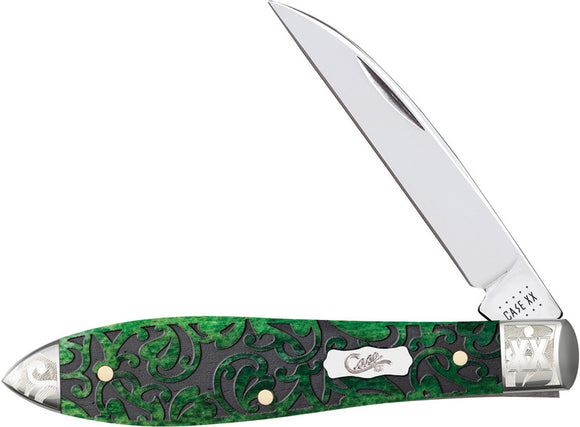 Case Cutlery Teardrop Green Heartleaf Bermuda Folding Pocket Knife 60325