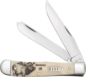 Case Cutlery Sportsman Trapper Elk White Bone 2 Blade Folding Pocket Knife 60571