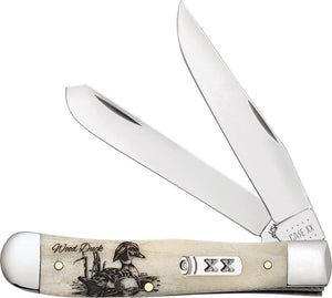 Case Cutlery Sportsman Trapper Wood Duck White Bone Folding Pocket Knife 60573