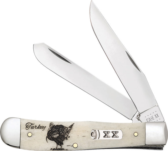 Case Cutlery Sportsman Trapper Turkey White Bone Folding Pocket Knife 60574