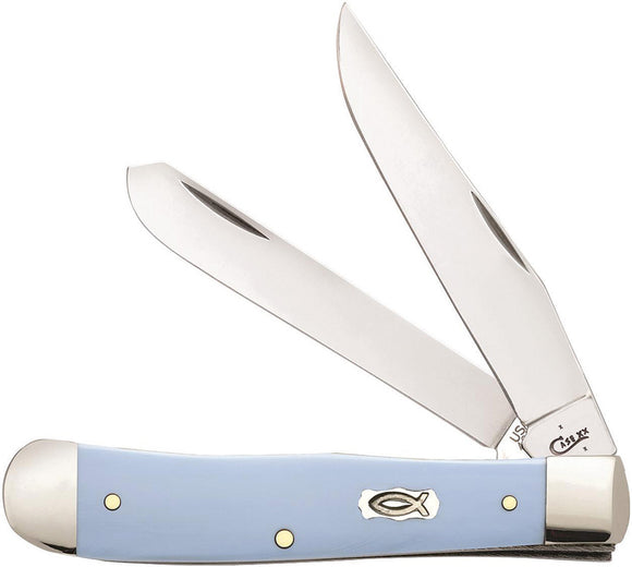 Case Cutlery XX Ichthus Trapper Ice Blue Handle Folding Blades Knife 63540