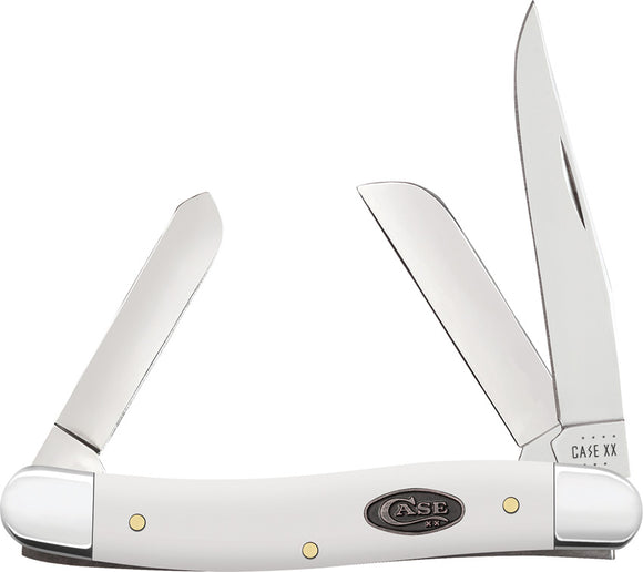 Case Cutlery Medium Stockman Folding Pocket Knife White Synthetic Steel 63961