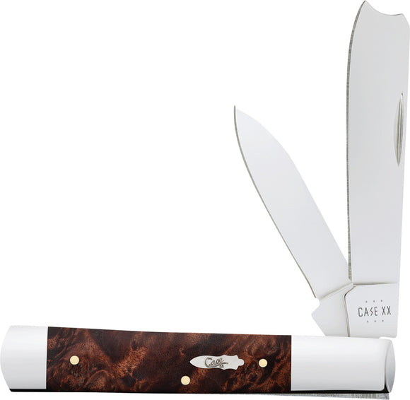 Case Cutlery Razor Jack Brown Maple Burl Wood Folding Stainless Knife 64058