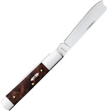 Case Cutlery Razor Jack Brown Maple Burl Wood Folding Stainless Knife 64058