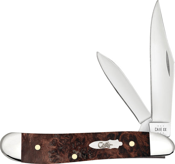Case Cutlery Peanut Brown Maple Burl Wood Folding Stainless Pocket Knife 64059