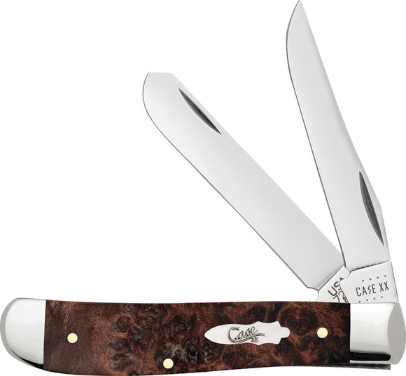 Case Cutlery Mini Trapper Folding Pocket Knife Brown Wood Stainless 64062