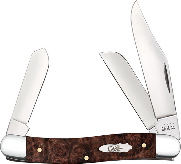 Case Cutlery Brown Maple Burl Wood Stockman Folding Pocket Knife 64065