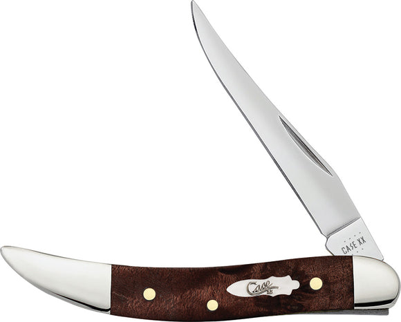 Case Cutlery Small Toothpick Brown Maple Burl Wood Folding Stainless Knife 64066