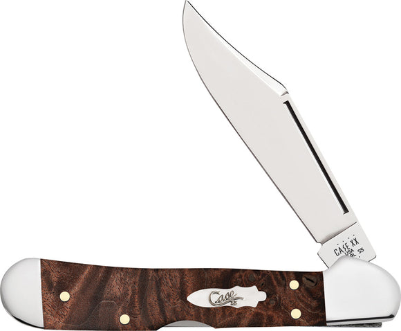 Case Cutlery Mini Copperlock Maple Burl Wood Folding Steel Pocket Knife 64067