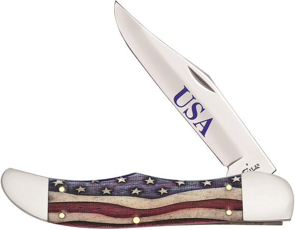 Case Cutlery Star Spangled Hunter Flag Stainless USA Folding Blade Knife 64130