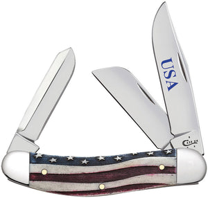 Case XX Patriotic Smooth SowBelly Natural Bone Folding Pocket Knife - 64134