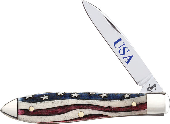 Case XX Teardrop Patriotic USA Smooth Bone Pocket Knife TB61028 ss 64137