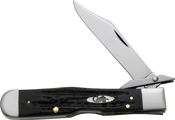 Case Cutlery XX Black Buffalo Horn Handle Cheetah Folding Pocket Knife 65013