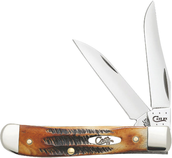 Case Cutlery XX Burnt Bone Stag Handle Wharncliffe Blade Mini Trapper 65305