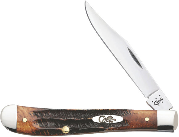 Case Cutlery XX Burnt Bone Stag Slimline Trapper Folding Pocket Knife 65307