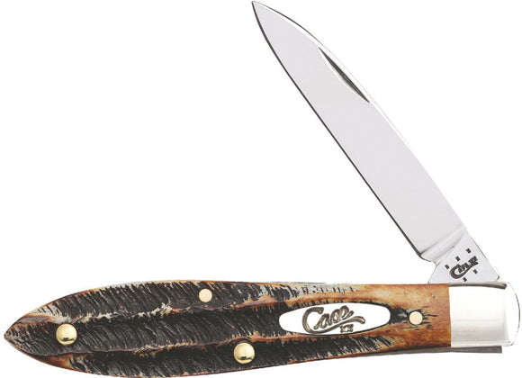 Case Cutlery XX Jack Burnt Bone Stag Handle Tear Drop Folding Pocket Knife 65308