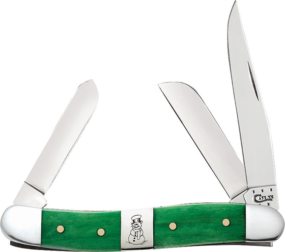 Case Cutlery XX Snowman Green Bone Medium Stockman Folding Pocket Knife 65581