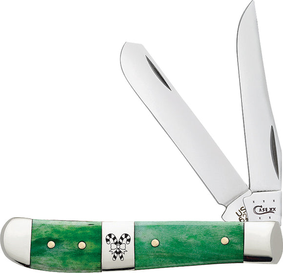Case Mini Trapper Candy Cane Christmas Smooth Green 6207SS Folding Pocket Knife 65584
